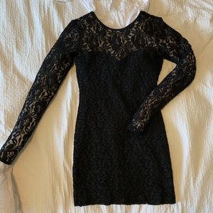 Long Sleeve Lace Mesh Bodycon Dress